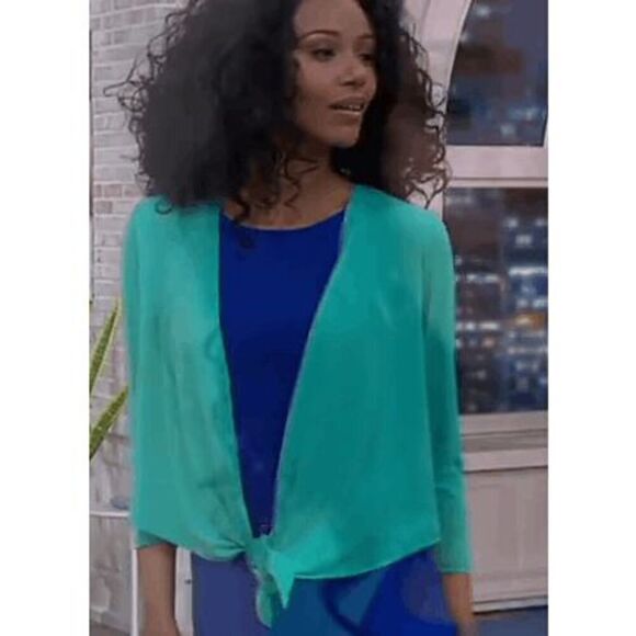 Susan Graver Women 3X Liquid Knit Open Front Shrug AQUA 3/4 Sleeves NWT - Picture 1 of 3